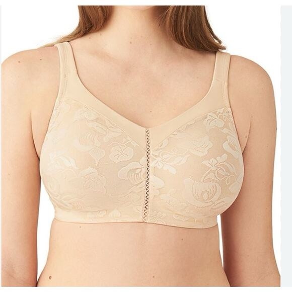 Wacoal 85276 Awareness Full Figure Seamless Wire Free Bra Nude Size 38DD Beige - Picture 2 of 10